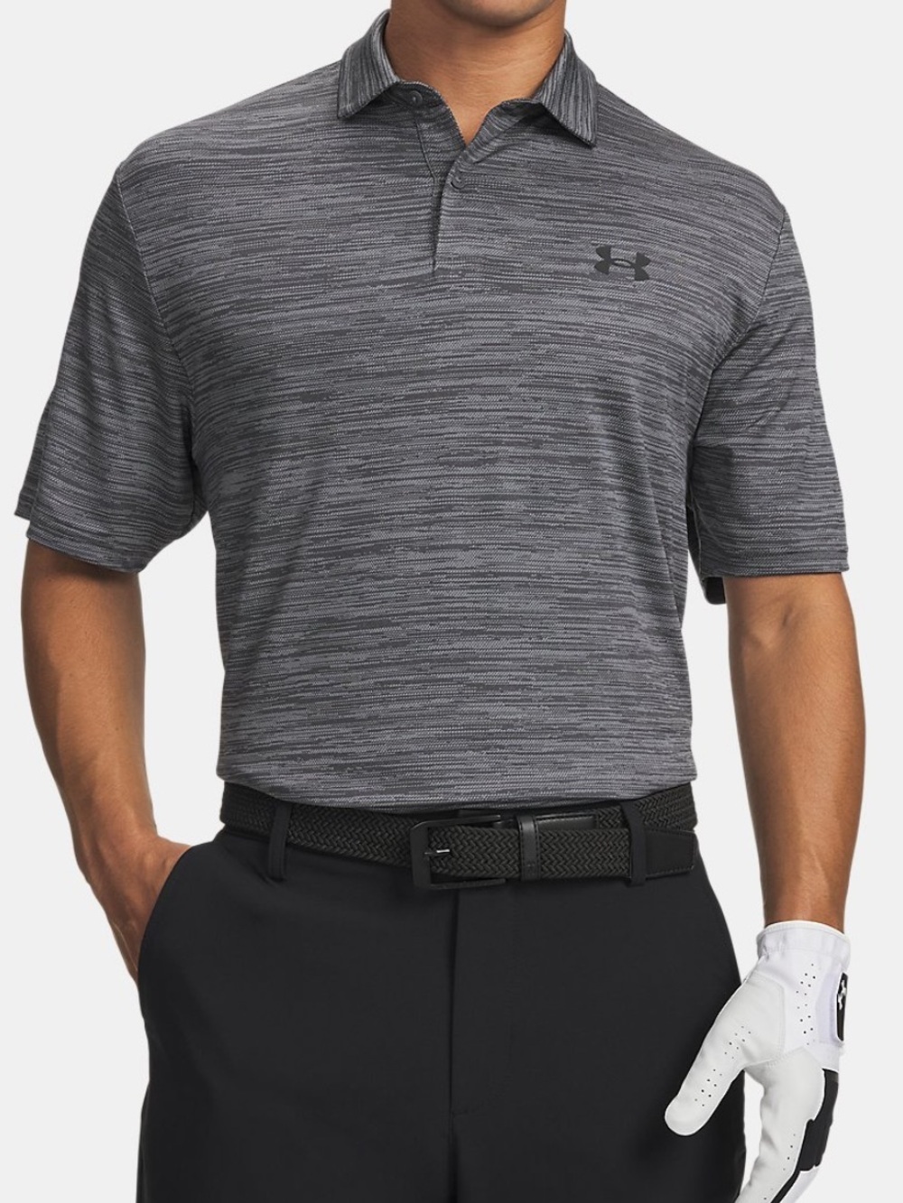 UNDER ARMOUR Men’s Textured Gray Performanxe Polo Shirts SZ XXL Golf Athleisure